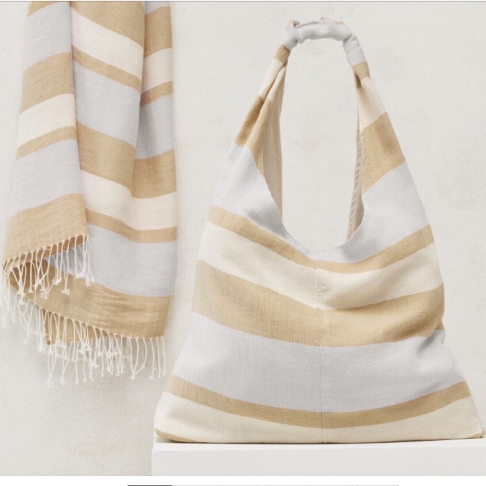 NWT Eileen Fisher organic Linen Beach Bag and Wrap shoulder bag Natural